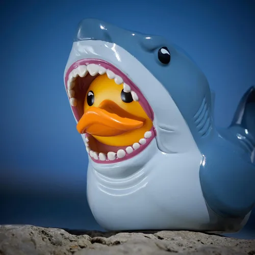 Vista 4 de TUBBZ Figura coleccionable de pato de goma de vinilo de Bruce The Shark de edición en caja, producto oficial de Jaws, TV, películas y videojuegos