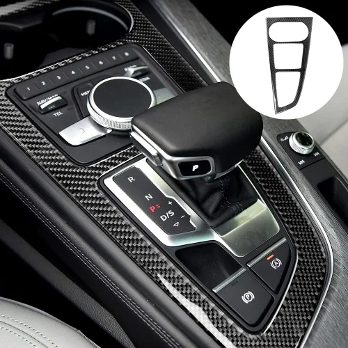 Vista 18 de Blazeray Accesorios interiores de fibra de carbono, cubierta decorativa, ajuste adhesivo para Audi A4 B9 2017-2019 (cubierta de perilla central)