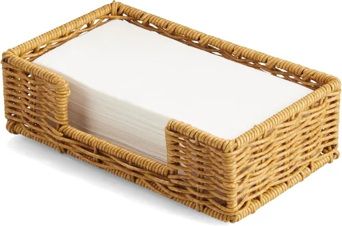 Vista 14 de Servilletero para mesa, servilleteros de cuerda de papel tejida para servilletas de papel, servilleteros de mimbre para mesa de cocina, decoración