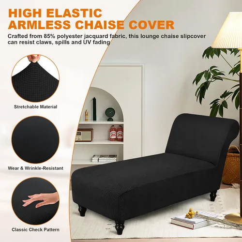 Vista 3 de Funda para tumbona sin brazos, fundas elásticas para silla de sala de estar, funda de diván sin brazos, fundas de interior para dormitorio, tela