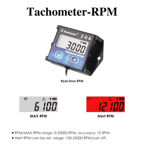 Vista 4 de Medidor digital de mantenimiento de horas tácticas con luz de fondo Batería incorporada, impermeable, programable, patrones de disparo de motor, uso