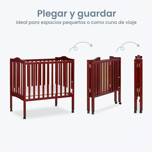 Vista 4 de Cuna lateral portátil plegable ligera 2 en 1, de Dream on Me, Cuna, Cereza