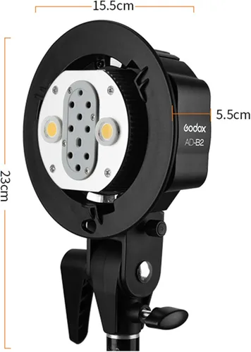 Vista 7 de Godox AD-B2 - Cabezal de luz de doble tubo tipo S Bowens Mount Flash Soporte de cabeza doble para instalar 2 flashes de bolsillo Godox AD200