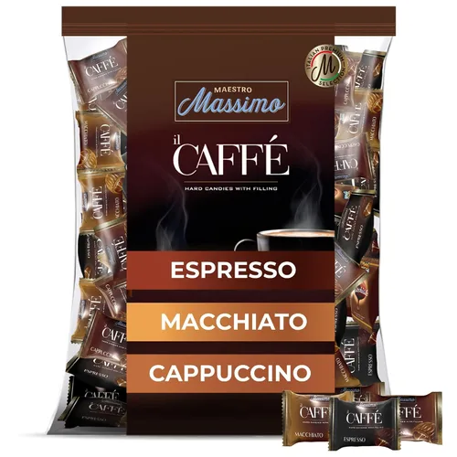 Vista 11 de Maestro Massimo IL Caffè Best Coffee Candy Envuelto individualmente, surtido con relleno - Macchiato, espresso, capuchino
