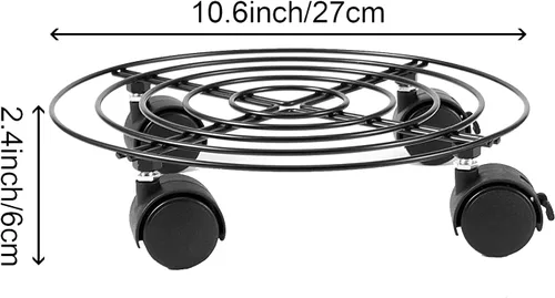 Vista 2 de ZOENHOU 4 unidades de 10.6 pulgadas de metal para plantas con ruedas, base redonda de metal rodante para interiores, exteriores, patio, hogar