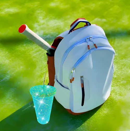 Vista 5 de Tazas de café helado con purpurina de diamante, taza de agua azul brillante con tapa y popote para agua para mujer y niña, 2