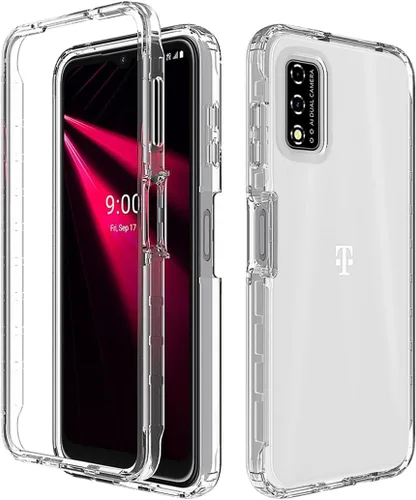 Vista 6 de Funda para teléfono T-Mobile Revvl V 4G con protector de pantalla de vidrio templado, carcasa protectora de cuerpo completo transparente