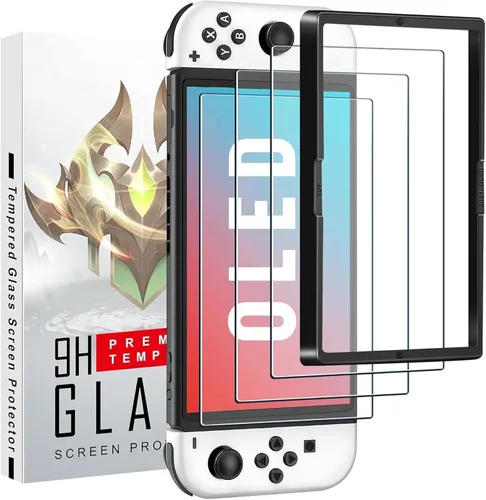 Vista 2 de Paquete de 3 protectores de pantalla de vidrio templado premium compatibles con Switch OLED
