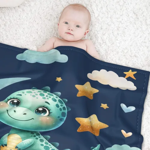 Vista 51 de Manta de regalo personalizada de dinosaurio con nombre para niñas, niños, recién nacidos, dinosaurio, manta personalizada para envolver al bebé