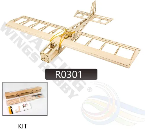 Vista 2 de Balsa Wood Aircraft 22.835 in Mini Stick Entrenamiento Eléctrico Avión Deportivo Necesidad de Construir para Adultos (R0301)