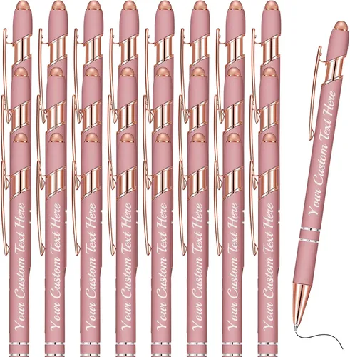 Vista 39 de Hasta 500 bolígrafos personalizados a granel con lápiz capacitivo, grabado, juego de bolígrafos con tu nombre, texto para mujeres de negocios