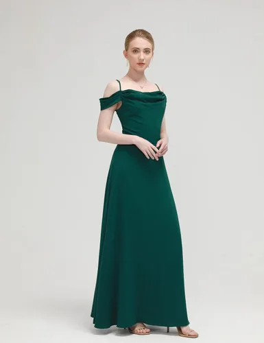 Vista 5 de Vestidos de invitada de boda para mujer, vestidos formales atemporales pero modernos para mujer, vestido largo de graduación con hombros descubiertos