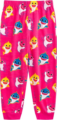 Vista 5 de Nickelodeon Baby Shark - Conjunto de camisa de manga larga y pantalones deportivos para bebés, niños pequeños y niños pequeños, color rosagris