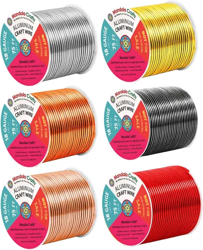 Vista 47 de Mandala Crafts - Alambre de aluminio anodizado de calibre 22 para hacer joyas - 137.2 m de alambre flexible surtido y coloreado - Doble para bonsái