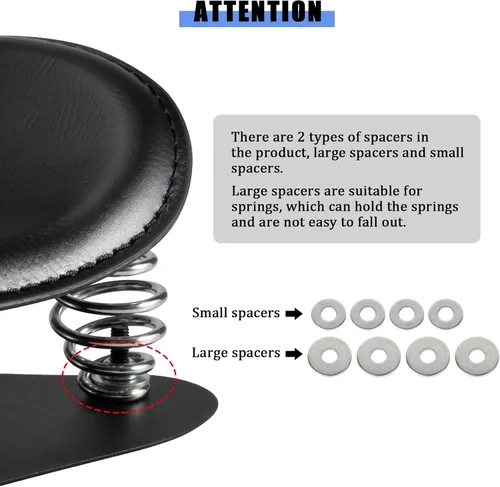Vista 2 de PSLER Juego de asiento SOLO, PSLER Juego de resorte para motocicleta con cojín y soporte para asiento SOLO para Sportster XL 883 1200 Chopper Bobber