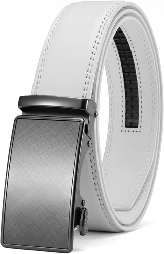 Vista 26 de CHAOREN - Cinturón para hombre - Cinturón de trinquete de cuero de 1 3/8 pulgadas para pantalones de vestir - Cinturón micro ajustable que se adapta