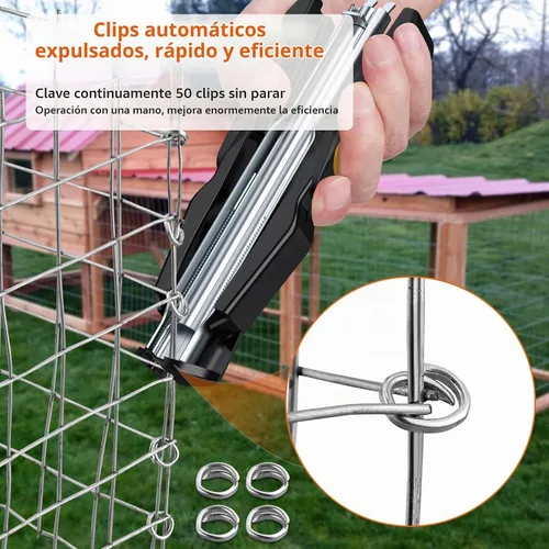 Vista 4 de Proster Juego de Alicates de Anillo de Cerdo con Carga de Resorte C7 - con 2500 piezas de anillos de cerdo de acero galvanizado de alimentación