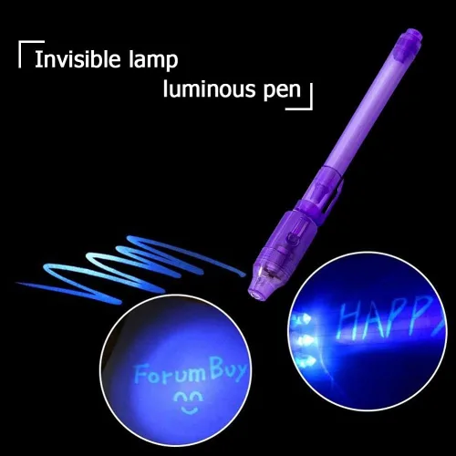 Vista 4 de Bolígrafo de tinta invisible, 14 bolígrafos espías, bolígrafo de tinta invisible que desaparece con luz ultravioleta, entretenimiento divertido
