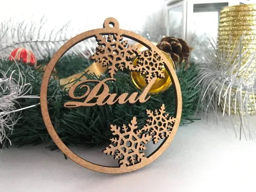 Vista 6 de Adorno de Navidad personalizado, bola cortada con láser, bolas con nombre personalizado, Navidad 2025, regalos de Navidad para la familia, adornos