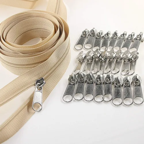 Vista 20 de Leekayer The Yards - Cremalleras de nailon beige #3 para coser, 10 yardas con 25 deslizadores para manualidades, bolsas de costura a medida