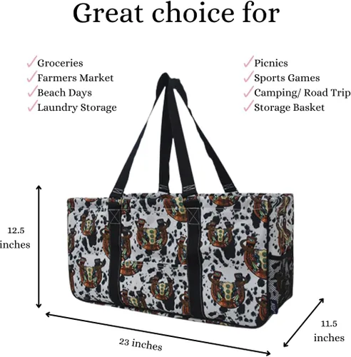 Vista 289 de NGIL Bolsa de comestibles reutilizable extra grande plegable de gran tamaño para comestibles, almacenamiento, picnic, playa, Estampado