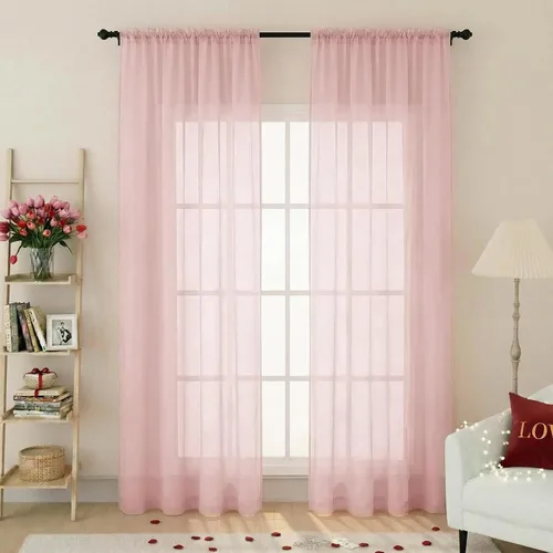 Vista 121 de 2 paneles de cortinas traslúcidas blancas para dormitorio, sala de estar, 96 pulgadas de largo, modernas, suaves, ligeras, con bolsillo para barra