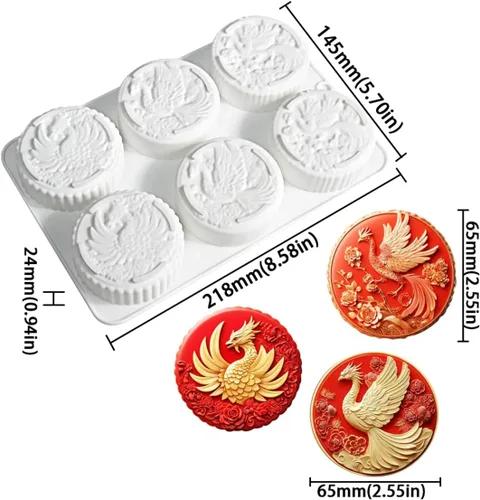 Vista 2 de Molde de silicona redondo para pastel de mousse de fénix, moldes reutilizables para tartas de queso, chocolate, pudín, gelatina, dulces, helado
