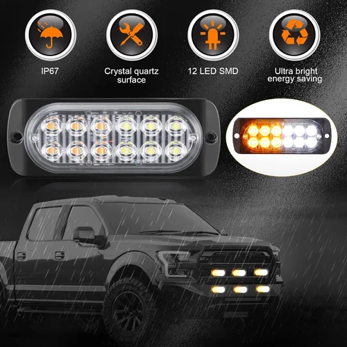 Vista 2 de Leelosp 14 luces estroboscópicas LED de 12 luces LED para remolque, vehículos de construcción, montaje en superficie, faros de peligro
