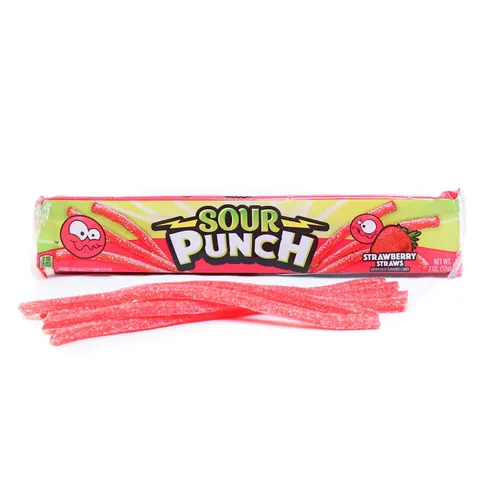 Vista 3 de Sour Punch Straws - Caramelos masticables con sabor a fresa, bandeja de 2 onzas (paquete de 24)