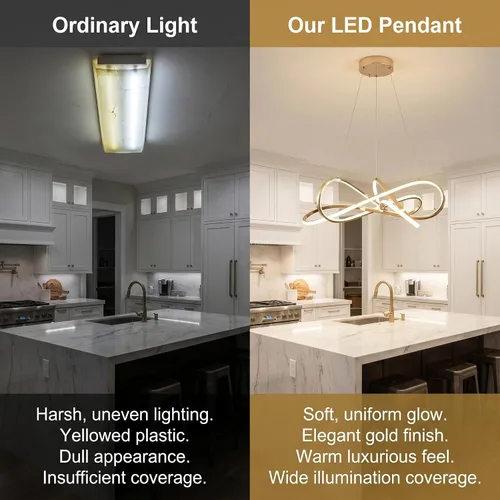 Vista 2 de Lámpara LED moderna chapada en oro, 32 pulgadas, 80 W, regulable, inteligente Dorado Plateado
