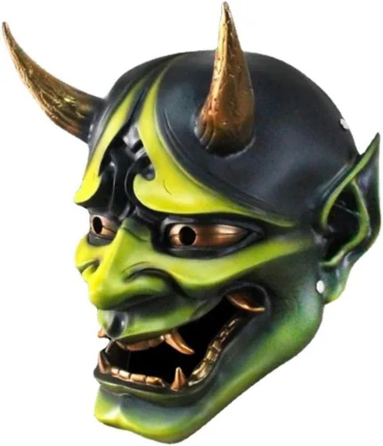 Vista 4 de Máscara de Kabuki Hannya del demonio malvado japonés, decorativa para Halloween, máscara de Oni Samurai Kabuki, Prajna Devil, máscara de Hannya