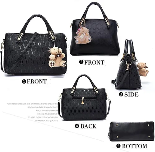 Vista 4 de FiveloveTwo. Bolso de mano para mujer, 4 piezas, con asa superior, bolsa de hombro, soporte para tarjetas