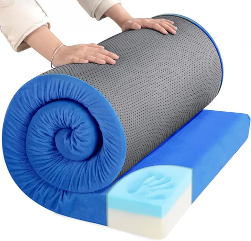 Vista 9 de HOMBYS Colchón de Camping de Espuma Viscoelástica Impermeable de 3 Pulgadas de Grosor para Dormir al Aire Libre, Almohadilla de Colchón Portátil