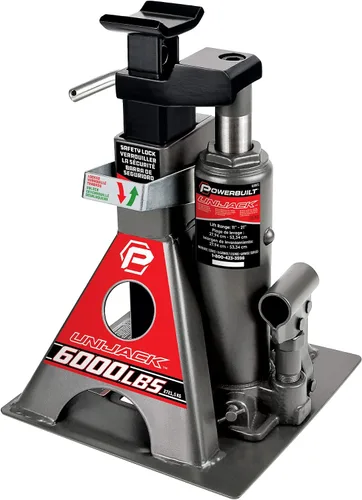 Vista 7 de Powerbuilt Jack hidráulico de botella UniJack de 2 toneladas combinado/soporte en 1 unidad, compacto, portátil, base ancha, para sedanes Unibody
