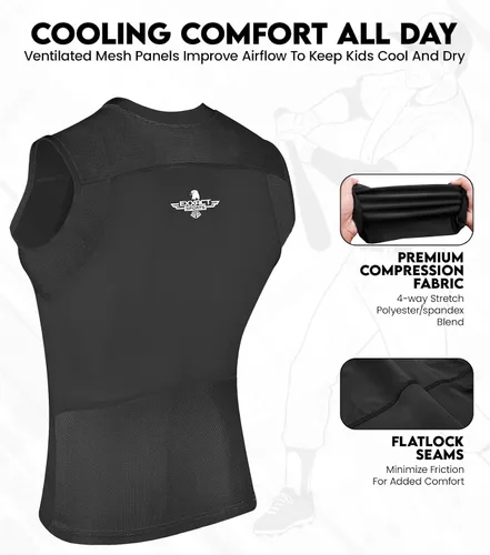 Vista 3 de Exxact Sports Protector de pecho de béisbol juvenil, camisa acolchada para el esternón y corazón, protector de pecho de sóftbol para niñas y jóvenes