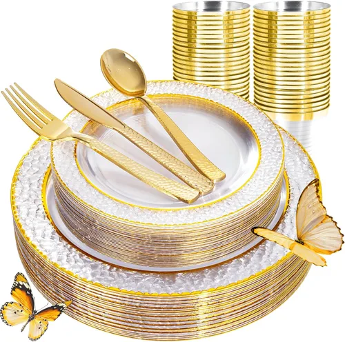 Vista 14 de Ciaell 150 platos de plástico azul y plateado – El plato desechable azul incluye 50 platos, 25 cuchillos, 25 tenedores, 25 cucharas, 25 tazas