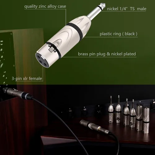 Vista 3 de 1/4"/6.35MM Mono/TS macho a XLR hembra adaptador de audio Accesorios de guitarra (D1050)