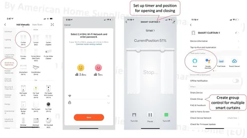 Vista 3 de Homesupplier - Cortinas inteligentes, barra de cortina con control remoto, control WiFi, compatible con Alexa, Google Home, longitud variada