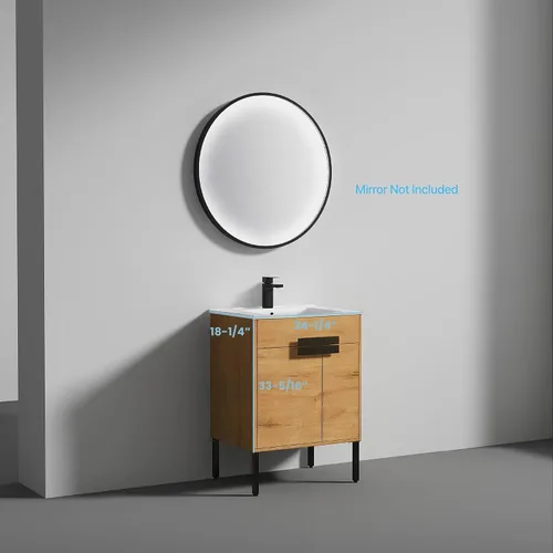 Vista 4 de Blossom Mueble de baño con fregadero de cerámica, roble clásico, 24 Classic Oak