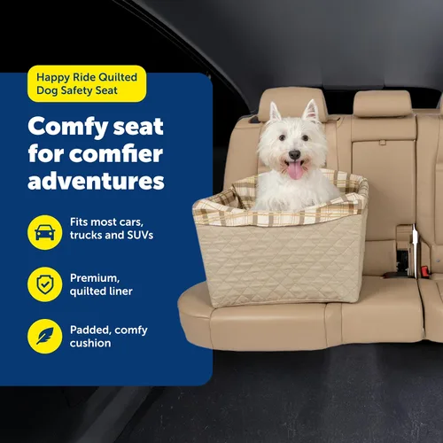 Vista 4 de PetSafe Solvit Asiento de seguridad para perros, grande, Deluxe, Marrón topo Rigid Frame, No Tools, Quilted Liner and Pillow, Machine Washable