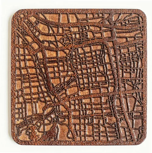 Vista 71 de Posavasos Amsterdam Map by O3 Design Studio, 1 pieza, posavasos de madera Sapele con mapa de la ciudad, hecho a mano, varias ciudades opcionales