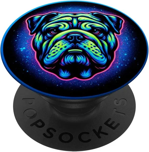 Vista 6 de Vibrante Bulldog Inglés Blacklight Art PopSockets MagSafe PopGrip para iPhone