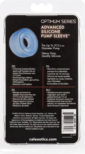 Vista 6 de CalExotics Advanced Silicone Pump Sleeve - Bomba de pene masculino Accesorio de anillo de confort - 3 pulgadas - Azul