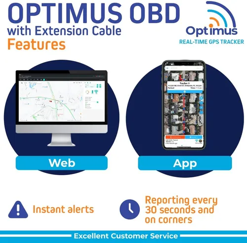 Vista 4 de Optimus Rastreador GPS enchufable para coches - Fácil instalación - Alertas de conducción brusca - Historial de informes y más - Cable de extensión