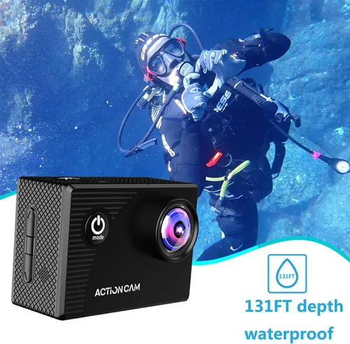 Vista 3 de Xilecam Cámara de acción 1080P 30fps Cámara deportiva sumergible hasta 40m/131 pies, impermeable, con 2 baterías y accesorio multifunción