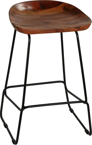 Vista 4 de Bare Decor Taburete de bar Dumas de madera maciza de 30 pulgadas de altura, base de metal negro, juego de 2