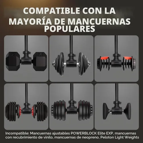 Vista 5 de Barra convertidora de mancuernas mejorada: transforma las mancuernas en barra, pesas ajustables, hasta 200 libras, adecuada para gimnasio en casa