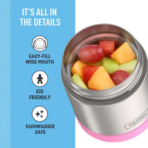 Vista 4 de THERMOS FUNTAINER Tarro de comida aislado, 10 onzas, tarro de comida apto para niños, rosa claro