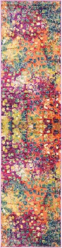 Vista 3 de SAFAVIEH Colección Madison - Alfombra de pasillo, 2'2" x 6', color fucsia y oro, diseño bohemio abstracto envejecido, no desprende pelusa y fácil