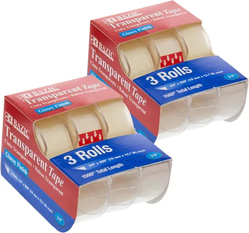 Vista 8 de Cinta transparente (paquete de 3) - 3/4 pulgadas x 500 pulgadas (paquete de 24) rolls of 3/4 in x 500 in glossy transparent tape, each in its own